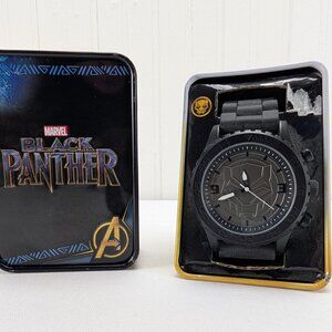 Marvel Black Panther Men's Watch Matte Rubber Adjustable Accutime New in Tin